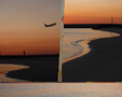 Plane at Sunset, Foreshore Beach